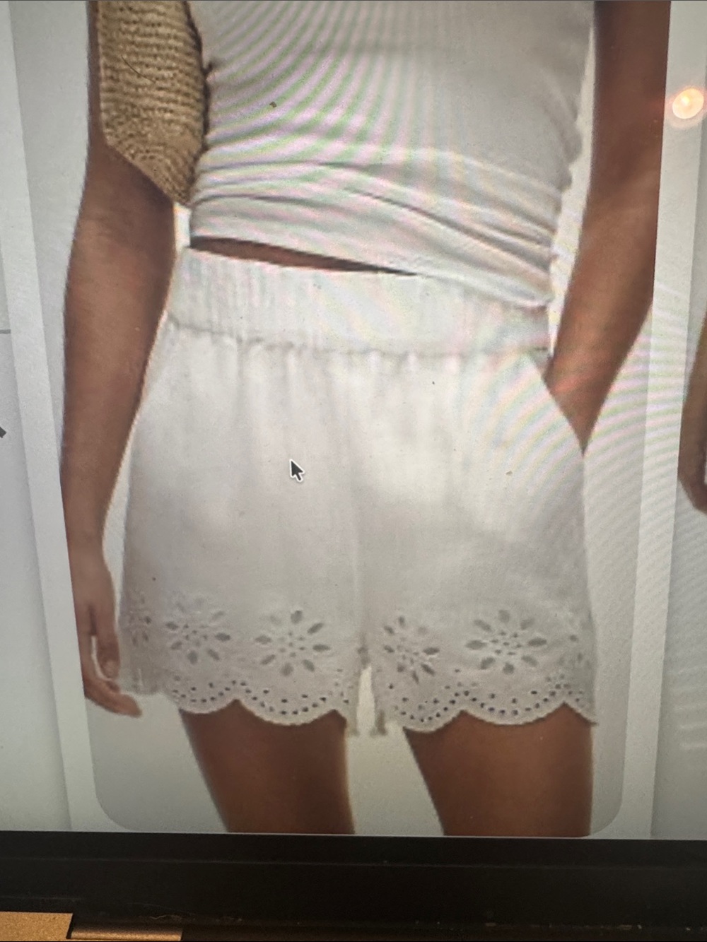 J Crew white eyelet short in linen. XS Never worn